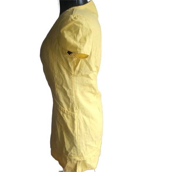 Chlorophylle Yellow Hemp Blend Short Sleeve Dress XS - Picture 5 of 7